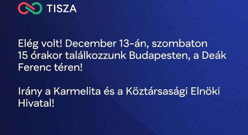 Szombat délután a Karmelita és a Köztársasági Elnöki Hivatal elé szervez demonstrációt Magyar Péter