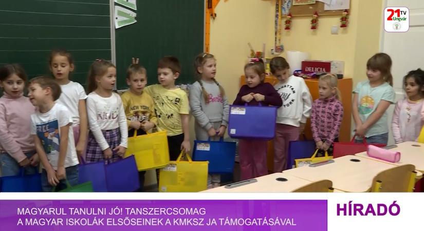 Magyarul tanulni jó! Tanszercsomag a magyar iskolák elsőseinek a KMKSZ JA támogatásával (videó)