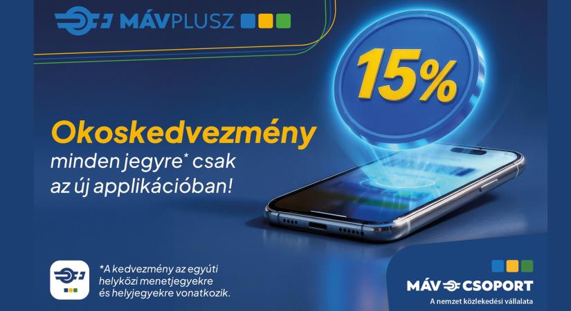 15% kedvezmény jön a MÁV-alkalmazásban