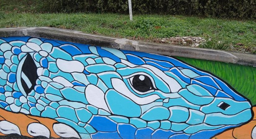 Óriási gyík a balatongyöröki buszmegállóban (galéria)