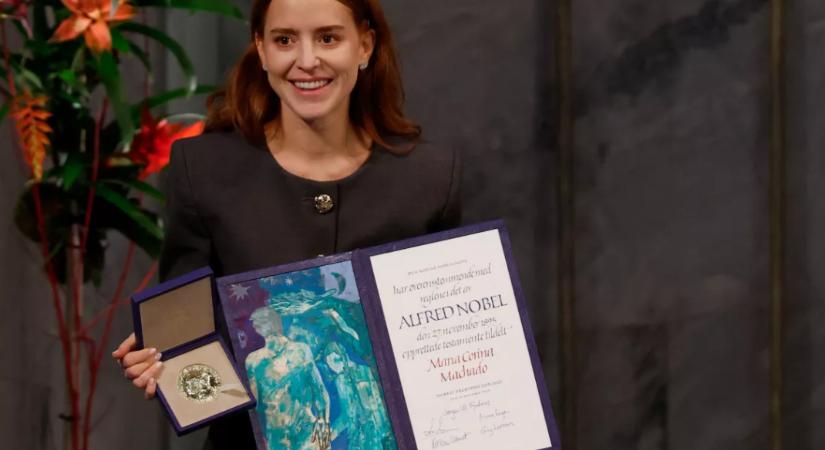 Lánya vette át María Corina Machado Nobel-békedíját