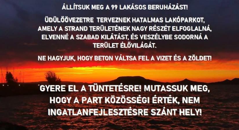 Békés tüntetést terveznek a fonyódi partra tervezett, 99 lakásos lakópark megépítése ellen
