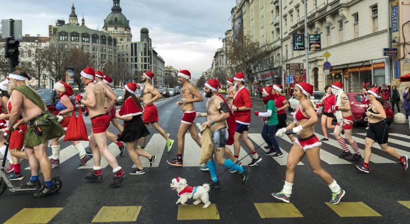 Vasárnap fürdőruhás kocogó mikulások lepik el Budapest belvárosát