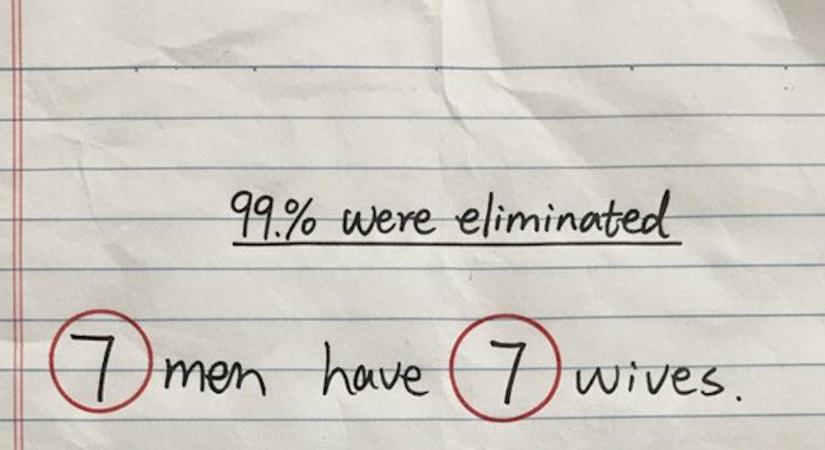 Rapid matek: 7 férj, 7 feleség... Ezt az egyszerű összeadási példát 99% elrontja! Önnek megy?