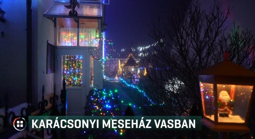 Több tízezer izzó világítja be a karácsonyi meseházat a Vas megyei Balogunyomban