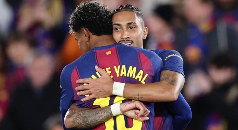 Jó hajrával és Raphinha duplájával nyert a Barcelona