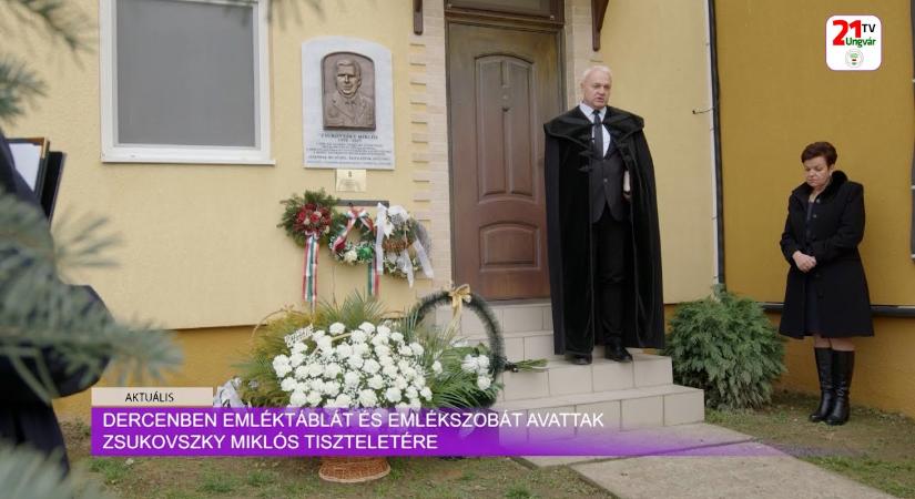 Aktuális (2025.12.14) - Dercenben emléktáblát és emlékszobát avattak Zsukovszky Miklós tiszteletére (videó)