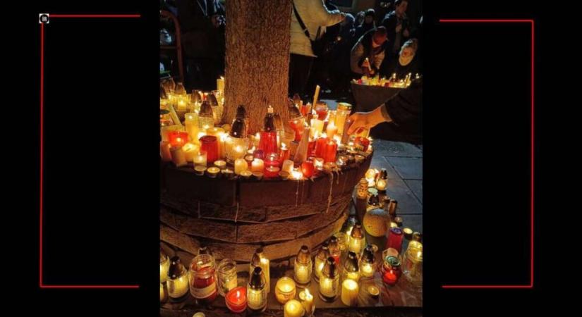 Néma tüntetés a Szőlő utcánál