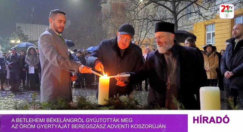 A Betlehemi békelángról gyújtották meg az öröm gyertyáját Beregszász adventi koszorúján (videó)