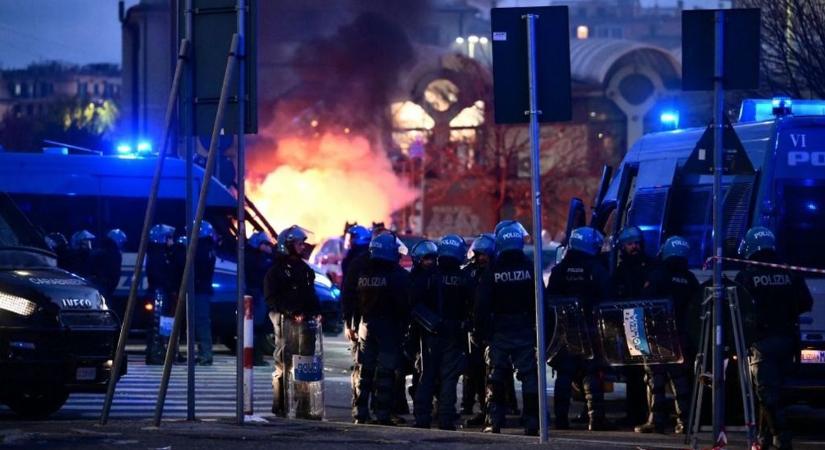 Hadiállapotok Olaszországban: utcai összecsapások, gyújtogatás, vandalizmus (VIDEÓ)