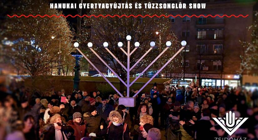 Tűzzsonglőr show-val és DJ-vel ünneplik ma a hanukát Debrecen főterén
