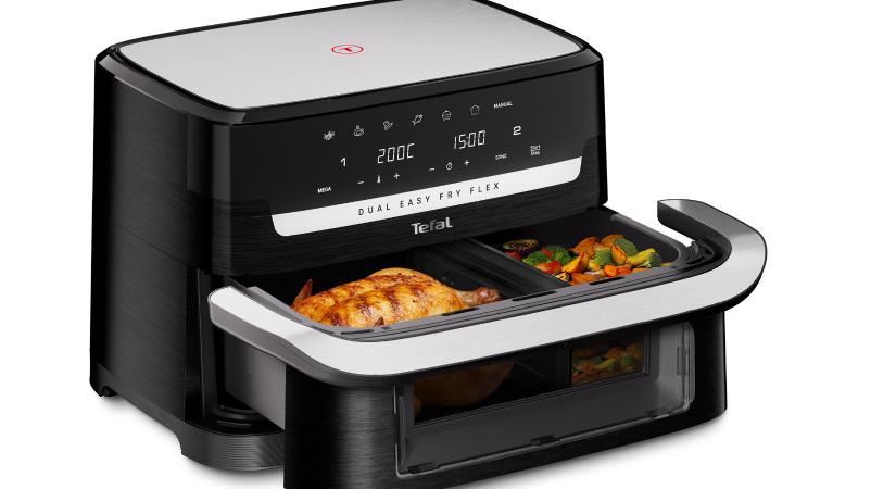 „Hat ember és egy halom rántott hús” – teszteltük a Tefal Dual Easy Fry Flex forrólevegős sütőjét