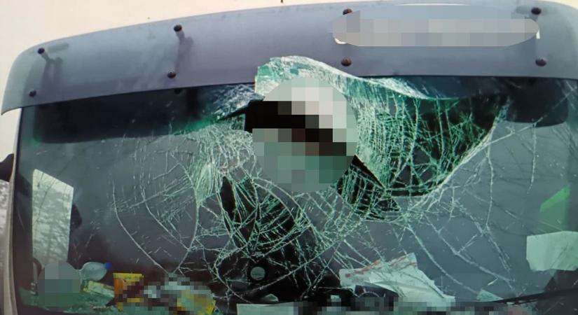 Megrázó fotók: a kamionsofőr fejjel előre csapódott a szélvédőnek a balesetben ( galéria)