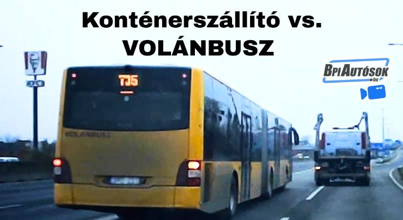 Leckéztet, vagy bénázik a konténerszállító sofőrje az M1–M7 kivezetőn?