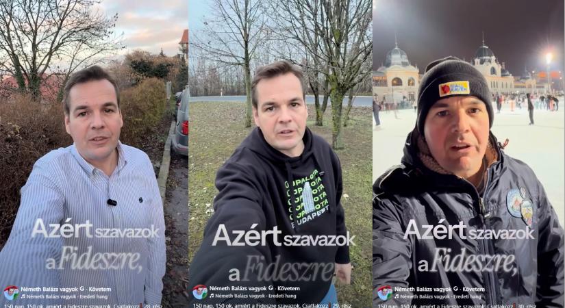 Megszakadt Németh Balázs nagy sorozata, amiben naponta elmondta, hogy miért szavaz a Fideszre