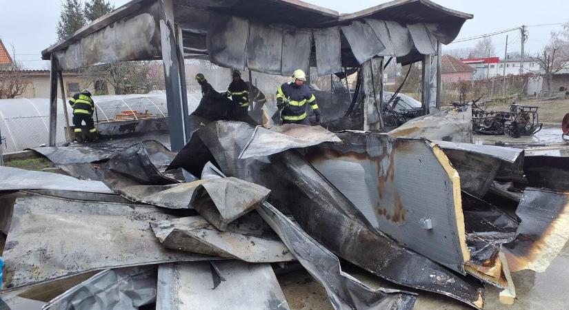 Kigyulladt egy garázs Nagymegyeren, egy ember megsérült (FOTÓK)