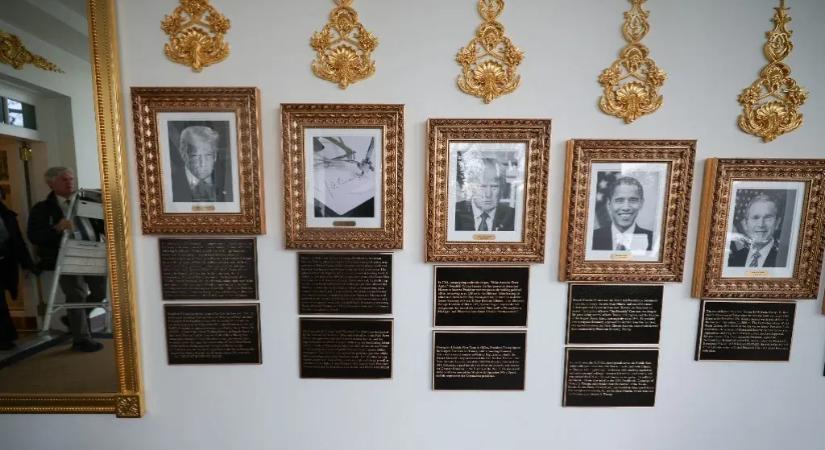 „Álmos Joe Biden volt az USA legrosszabb elnöke” – elődein gúnyolódó táblácskákat rakatott ki Donald Trump a Fehér Házban