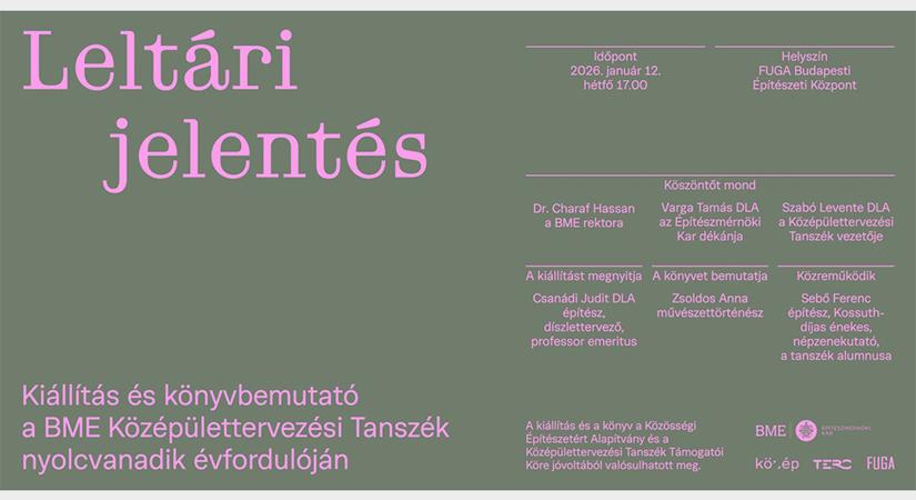 LELTÁRI JELENTÉS – kiállítás és könyvbemutató a BME Középülettervezési Tanszék 80. évfordulóján