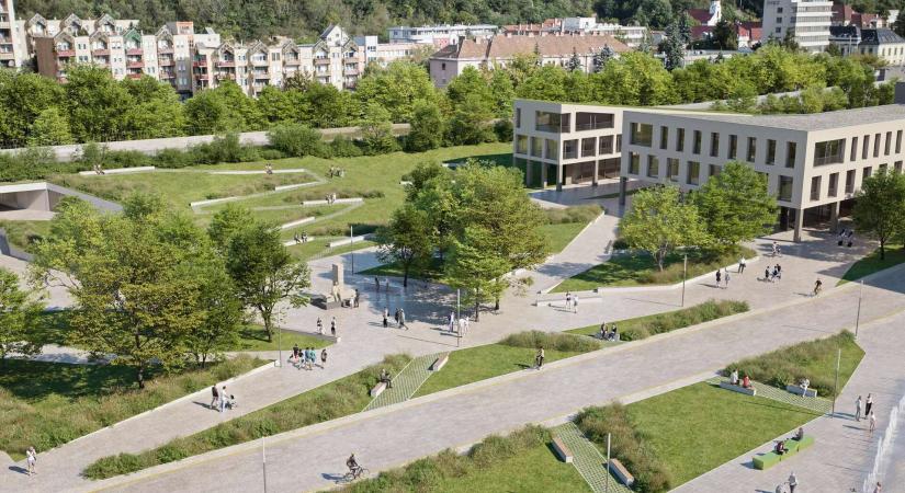 Salgótarján városközpont rehabilitációja – A SAGRA Építész Kft. I. díjas terve