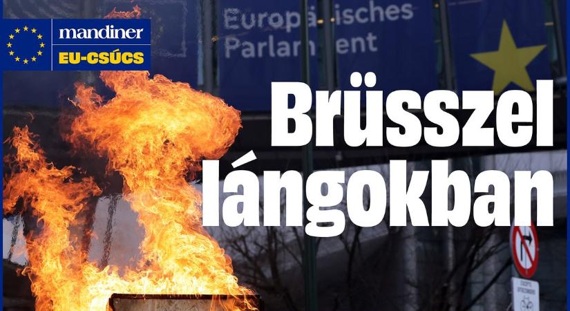 Friss videó: Brüsszel lángol, könnygázzal fújták le a Mandiner stábját
