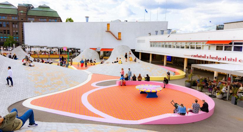 Yinka Ilori: Transparent Happiness – köztéri installáció az Amos Rexnél