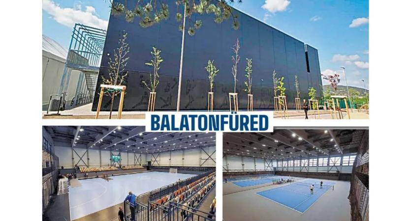 NS-képeslap: többfunkciós csarnok a balatonfüredi Forrás Sportparkban