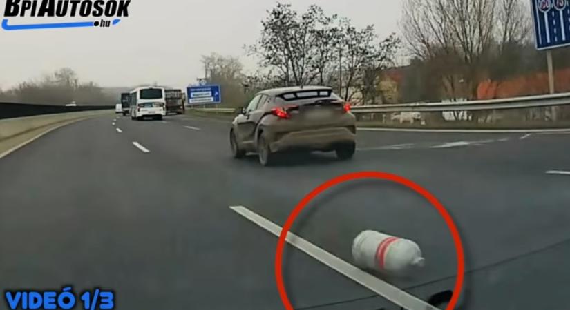 Elszabadult gázpalack keltett riadalmat az M3-ason – videó