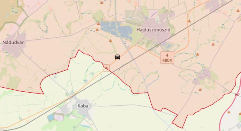 Árokba hajtott Kaba és Hajdúszoboszló között