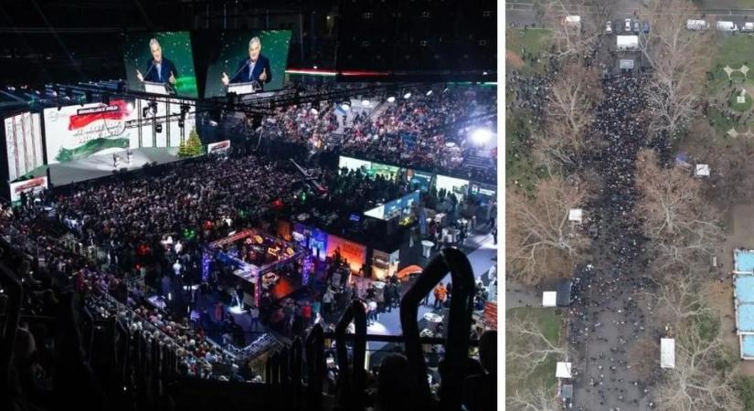 Orbán Viktor telt ház előtt, Magyar Péter csak néhány lézengőnek beszélt Szegeden