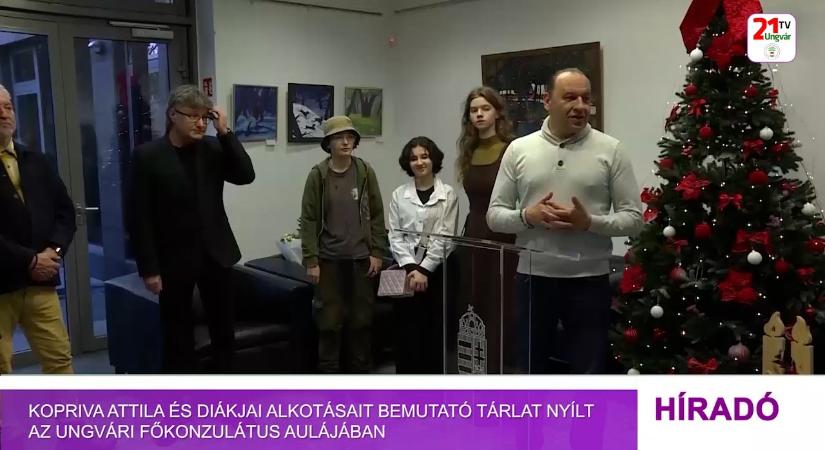 Kopriva Attila és diákjai alkotásait bemutató tárlat nyílt az ungvári főkonzulátus aulájában (videó)