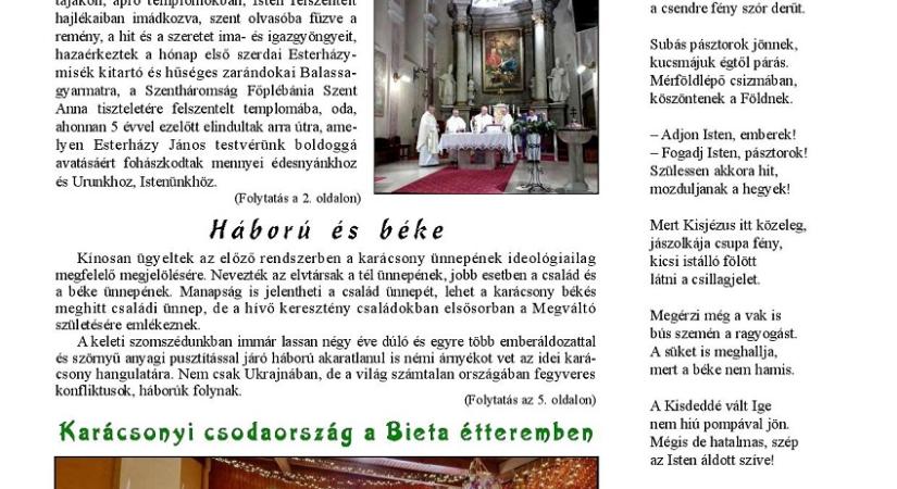 Közéleti és karácsonyi témák a Kürtös decemberi számában