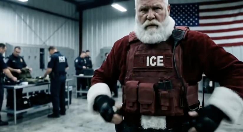 Golyóálló mellényes Mikulás tessékeli haza a bevándorlókat az Egyesült Államok Bevándorlási és Vámhivatalának videójában