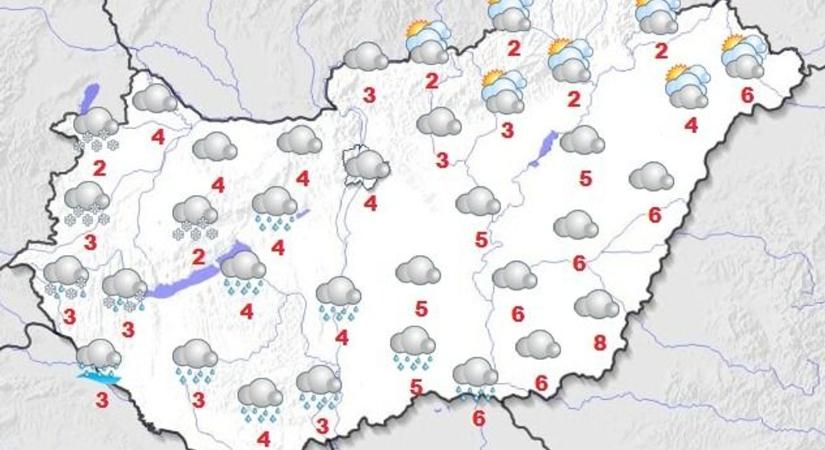 Szerdai időjárás: borongós, esős idő jön karácsony előtt