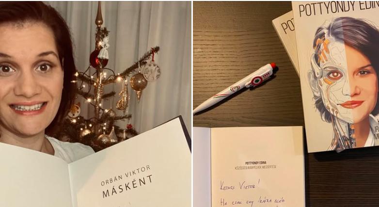 Pottyondy Edina dedikált könyvet kapott Orbán Viktortól