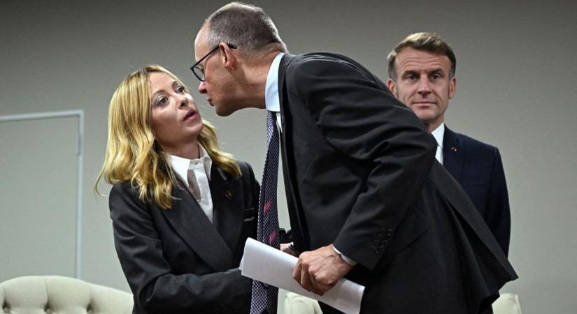 A megroggyant Macron elárulta az agresszív Merzet és beállt a rámenős Meloni mögé