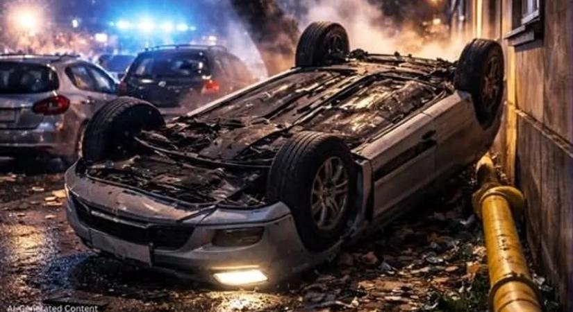 Hatalmas balesetet rögzített egy kamera – autókat és egy fát is letarolt az ámokfutó