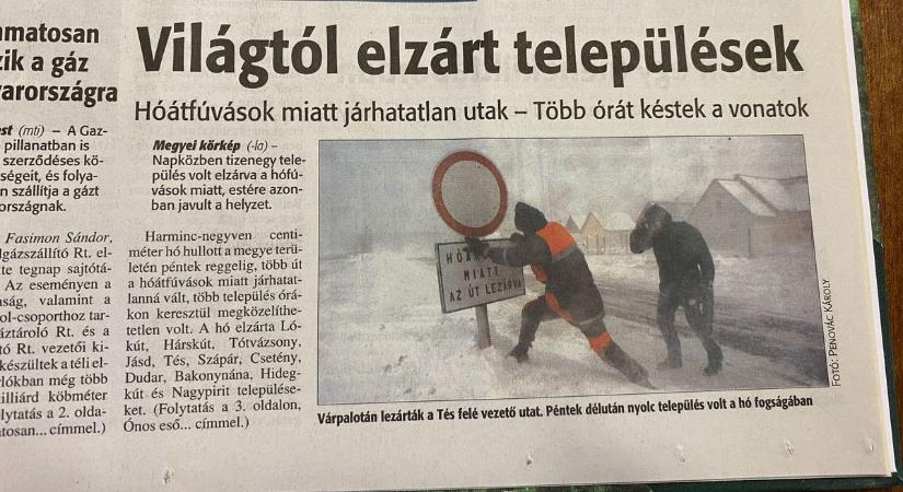 A hó zárta el a világtól húsz éve a Bakonyt év végén – Így írt a drámai küzdelemről a Napló (képgaléria)