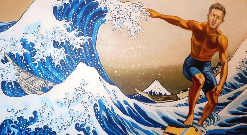 Magyar Péter a Tisza áradásán szörfözve aurafarmingol drMáriás új képén