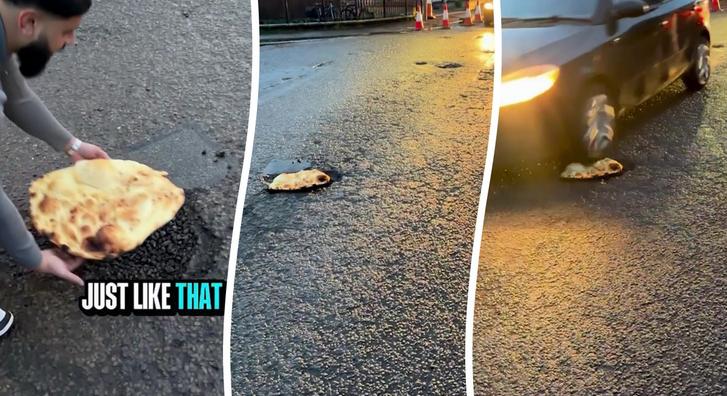 Megunta az étterme előtti kátyúkat, sajátos módon oldotta meg a problémát egy férfi