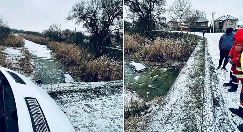 Közlekedési baleset Beregszászon: a Vérkébe csúszott egy autó