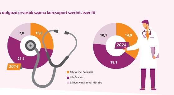 A dolgozó orvosok száma korcsoport szerint - grafikon