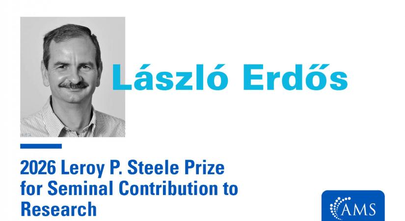 Erdős László kapta az Amerikai Matematikai Társaság rangos díját 2026-ban