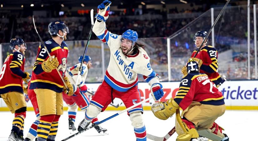 Mesterhármas tette történelmivé a 17 fokban rendezett szabadtéri hokimeccset