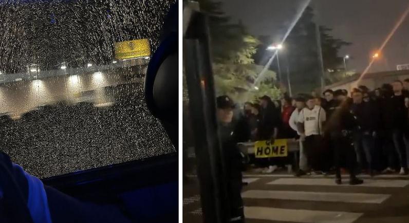 Betelt a pohár: A legendás fociklub szurkolói a csapat buszára támadtak - fotó, videó