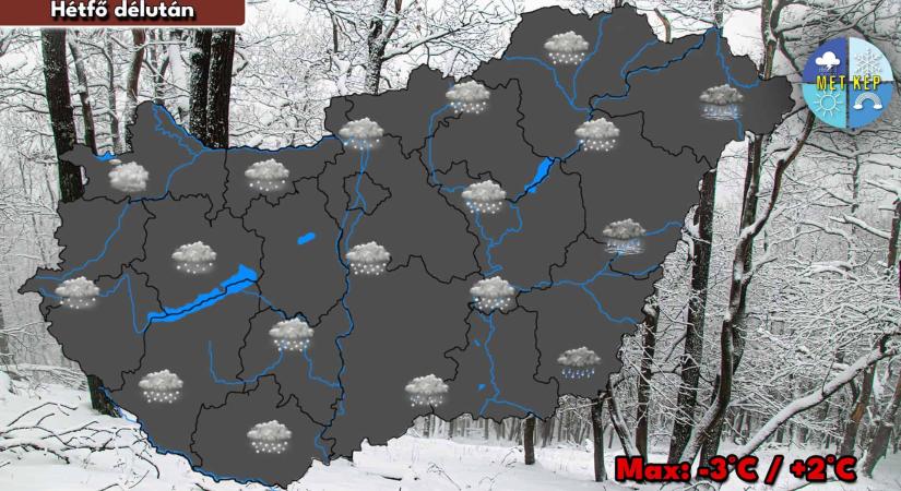 Igazi téli idővel indul a hét, hó, havas eső, ónos eső is eshet