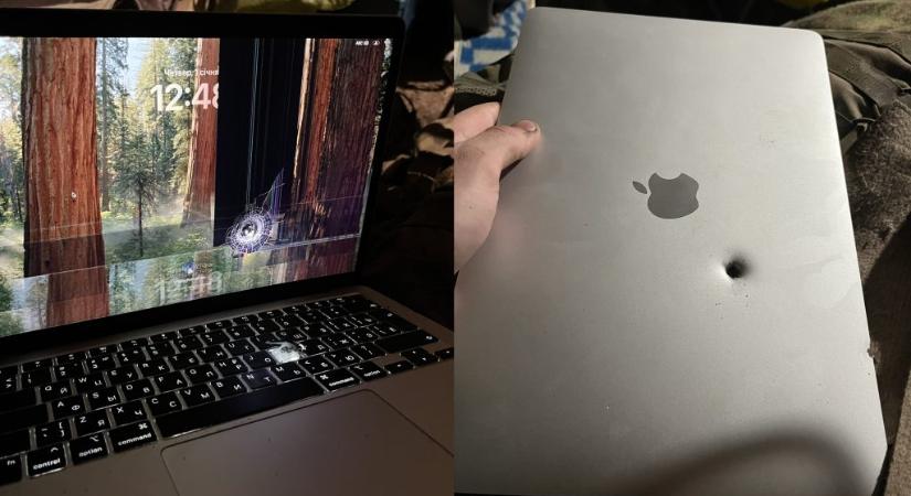 Tüzérségi lövedék találta telibe egy ukrán katona MacBookját, mégis működik a laptop