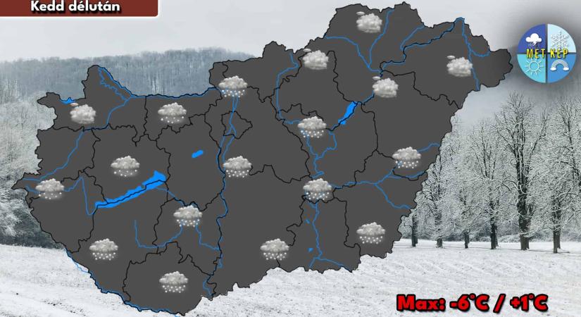 A délelőtti átmeneti szünetet követően, délután ismét egyre többfelé kezdődhet újabb havazás