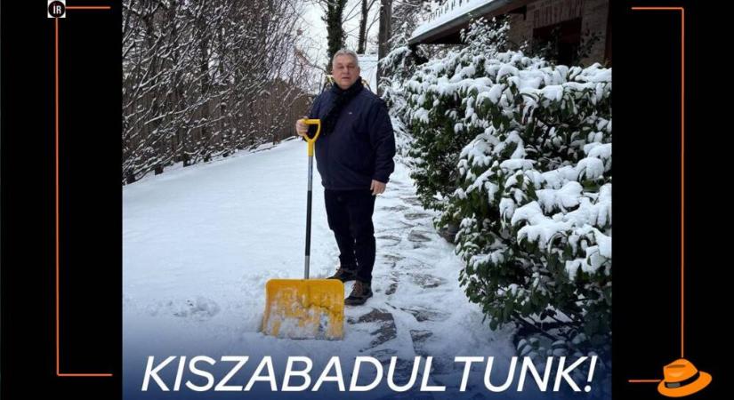 ‘Nagy hóhányó vagy, miniszterelnök úr’ – kommentelték Orbán Viktor hólapátolós bejelentkezését