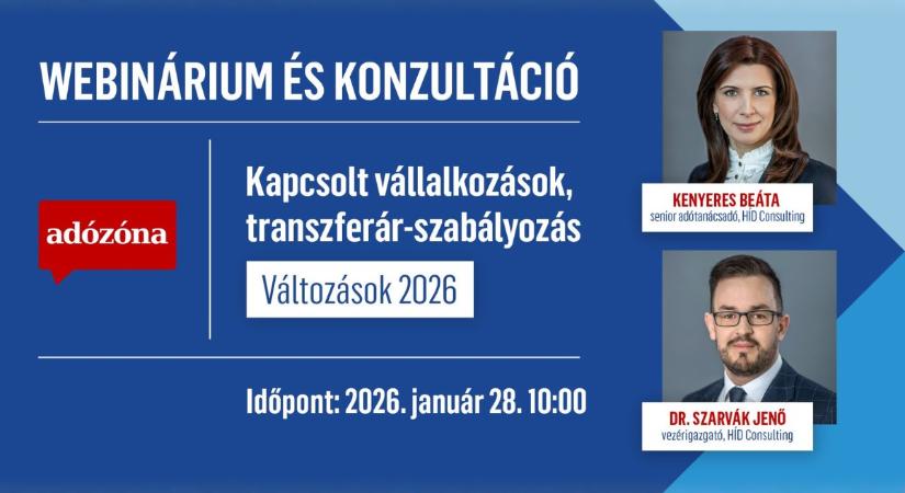 Kapcsolt vállalkozások, transzferár-szabályozás – változások 2026 – webinárium