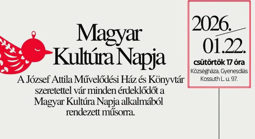 Magyar kultúra napja 2026 Gyenesdiás